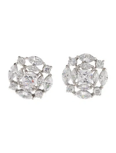 Pre-owned Cz By Kenneth Jay Lane Cubic Zirconia Stud Earrings In Multi