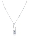 Cz By Kenneth Jay Lane Cubic Zirconia Swing Pendant Necklace In Clear Silver