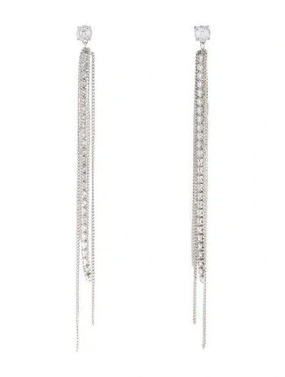 Pre-owned Cz By Kenneth Jay Lane Cubic Zirconia Tassel Drop Earrings In Transparent