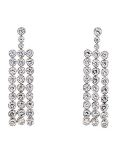Pre-owned Cz By Kenneth Jay Lane Cubic Zirconia Tassel Drop Earrings In Transparent