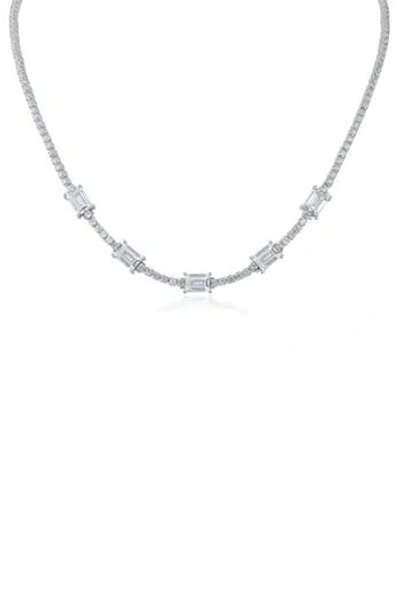 Cz By Kenneth Jay Lane Cubic Zirconia Tennis Necklace In Metallic