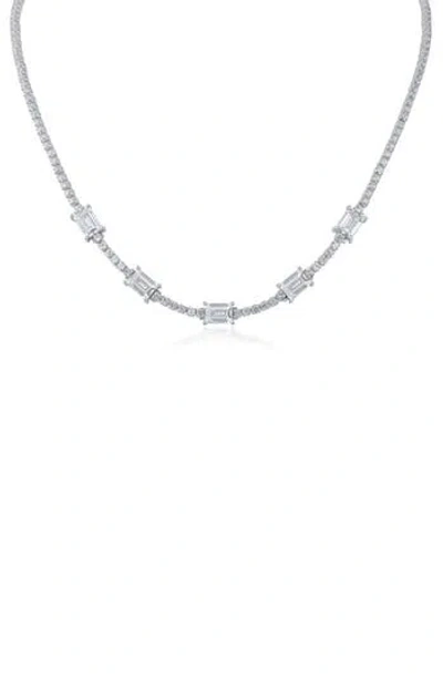 Cz By Kenneth Jay Lane Cubic Zirconia Tennis Necklace In Clear/silver