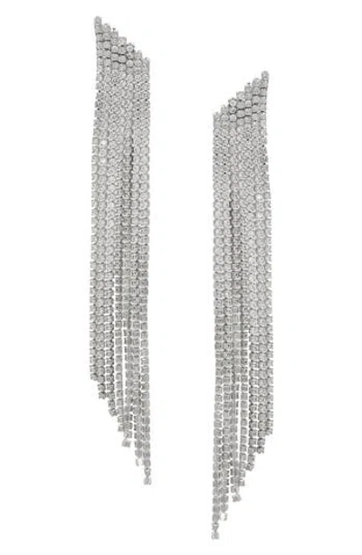 Cz By Kenneth Jay Lane Cubic Zirconia Tiered Fringe Earrings In Metallic