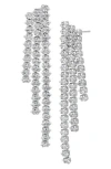 Cz By Kenneth Jay Lane Cubic Zirconia Triple Strand Graduated Drop Earrings In Silver