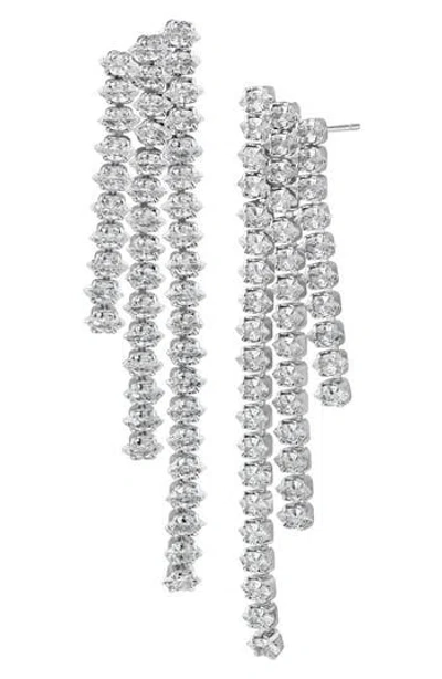 Cz By Kenneth Jay Lane Cubic Zirconia Triple Strand Graduated Drop Earrings In Metallic