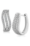 Cz By Kenneth Jay Lane Cubic Zirconia Triple Wave Hoop Earrings In Metallic