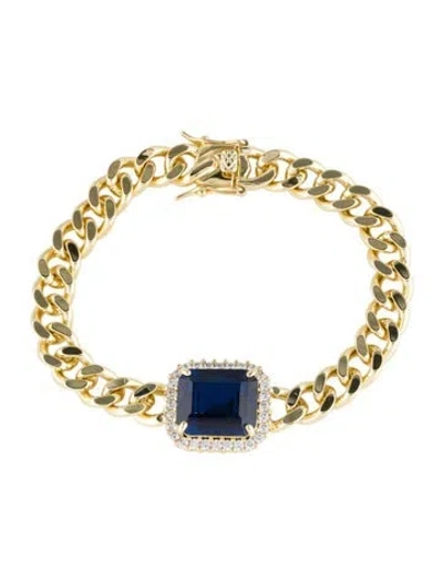 Pre-owned Cz By Kenneth Jay Lane Cubic Zirconia Wrap Bracelet, 6.5" In Blue
