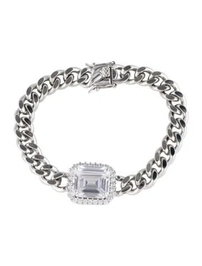 Pre-owned Cz By Kenneth Jay Lane Cubic Zirconia Wrap Bracelet, 6.5" In Transparent