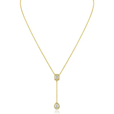 Cz By Kenneth Jay Lane Cubic Zirconia Y-necklace In Gold