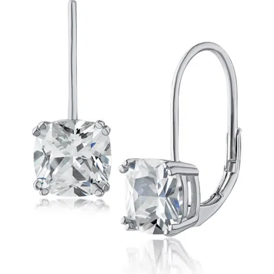 Cz By Kenneth Jay Lane Cushion Cubic Zirconia Drop Earrings In Silver