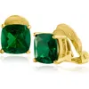 Cz By Kenneth Jay Lane Cushion Cut Cubic Zirconia Clip-on Earrings In Emerald/gold