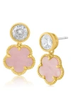Cz By Kenneth Jay Lane Cz & Clover Dangle Earrings In Pink/gold