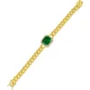 Cz By Kenneth Jay Lane Cz Curb Chain Bracelet In Emerald/gold