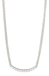 Cz By Kenneth Jay Lane Cz Curved Bar Pendant Necklace In White