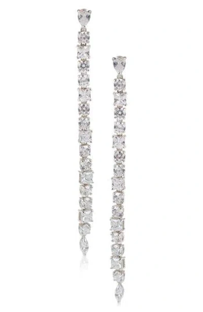 Cz By Kenneth Jay Lane Cz Duster Drop Earrings In Clear/silver