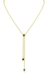 Cz By Kenneth Jay Lane Cz Lariat Necklace In Multi Blue/gold