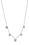 Cz By Kenneth Jay Lane Cz Micro Pavé Station Drop Pendant Necklace In Metallic