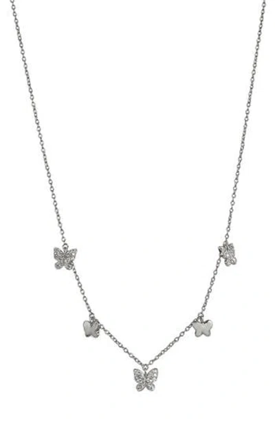 Cz By Kenneth Jay Lane Cz Micro Pavé Station Drop Pendant Necklace In Metallic