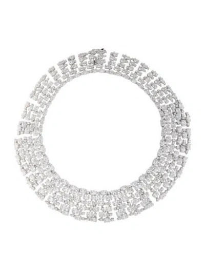 Pre-owned Cz By Kenneth Jay Lane Cz Multi Oval Round Egyptian Collar Necklace, 16" In Multicolor