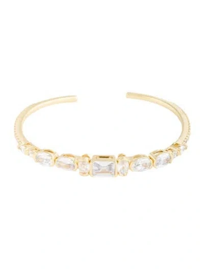 Pre-owned Cz By Kenneth Jay Lane Cz Multi Shape Cuff Bracelet, 6.5" In Multicolor