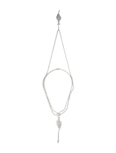 Pre-owned Cz By Kenneth Jay Lane Cz Multistrand Choker Necklace, 15", 15" In Transparent