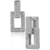 Cz By Kenneth Jay Lane Cz Pave Box Link Drop Earrings In Silver