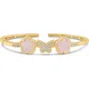Cz By Kenneth Jay Lane Cz Pavé Butterfly & Clover Flex Bracelet In Gold