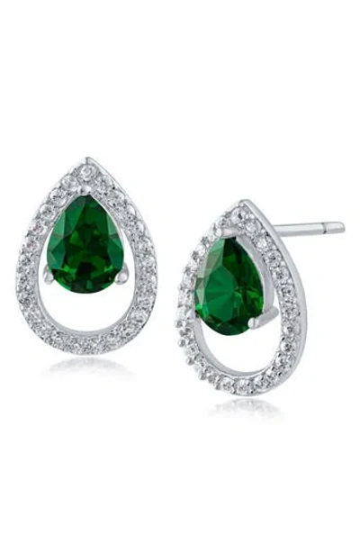 Cz By Kenneth Jay Lane Cz Pavé Halo Teardrop Stud Earrings In Metallic