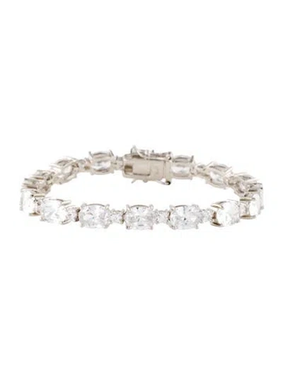Pre-owned Cz By Kenneth Jay Lane Cz Round Link Bracelet, 6.75" In Multi