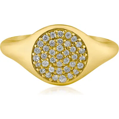 Cz By Kenneth Jay Lane Cz Signet Ring In Clear/gold