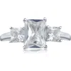 Cz By Kenneth Jay Lane Cz Triple Stone Ring In Clear/silver