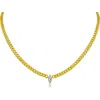Cz By Kenneth Jay Lane Dainty Cz Curb Chain Necklace In Gold