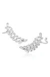 Cz By Kenneth Jay Lane Double Baguette Cubic Zirconia Ear Crawlers In Clear Silver