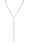 Cz By Kenneth Jay Lane Emerald Cut Cubic Zirconia Bar Y-necklace In Gold