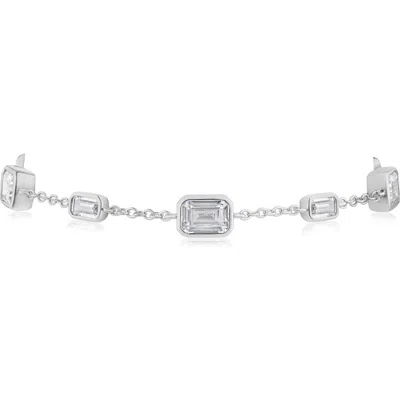 Cz By Kenneth Jay Lane Emerald Cut Cubic Zirconia Station Bracelet In Metallic