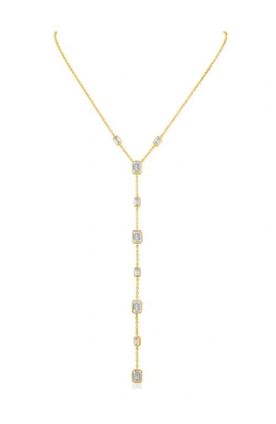Cz By Kenneth Jay Lane Emerald Cut Cubic Zirconia Station Y-necklace In Gold