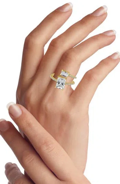 Cz By Kenneth Jay Lane Emerald Cut Cubic Zirconia Wrap Ring In Gold