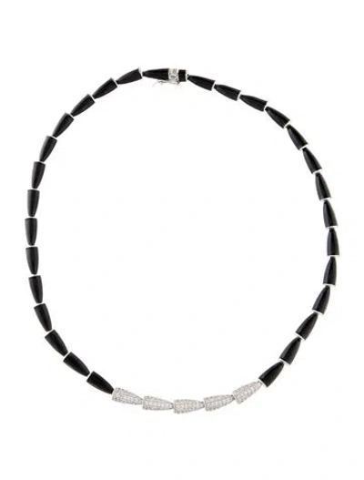 Pre-owned Cz By Kenneth Jay Lane Enamel & Cubic Zirconia Collar Necklace, 16.25" In Multi