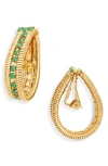Cz By Kenneth Jay Lane Faux Jade Clip-on Earrings In Polished Gold
