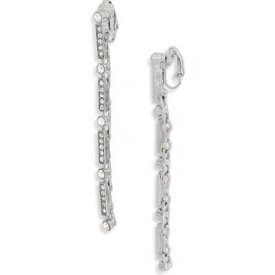 Cz By Kenneth Jay Lane Four-tier Drop Clip-on Earrings In Metallic