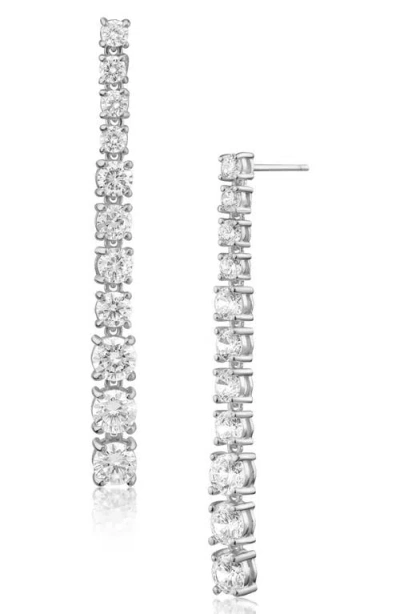 Cz By Kenneth Jay Lane Graduated Cubic Zirconia Linear Drop Earrings In Metallic