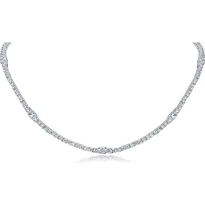 Cz By Kenneth Jay Lane Graduated Cubic Zirconia Tennis Necklace In Metallic
