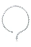 Cz By Kenneth Jay Lane Graduated Pear Cut Cubic Zirconia Statement Necklace In Metallic