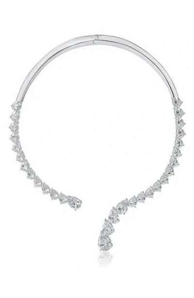 Cz By Kenneth Jay Lane Graduated Pear Cut Cubic Zirconia Statement Necklace In Metallic