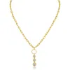 Cz By Kenneth Jay Lane Graduated Round Cubic Zirconia Drop Necklace In Clear/gold