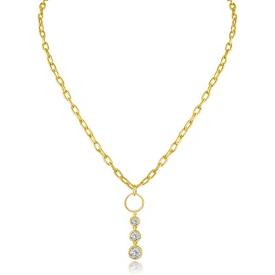 Cz By Kenneth Jay Lane Graduated Round Cubic Zirconia Drop Necklace In Clear/gold