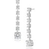 Cz By Kenneth Jay Lane Graduated Round Cubic Zirconia Linear Drop Earrings In Clear Silver