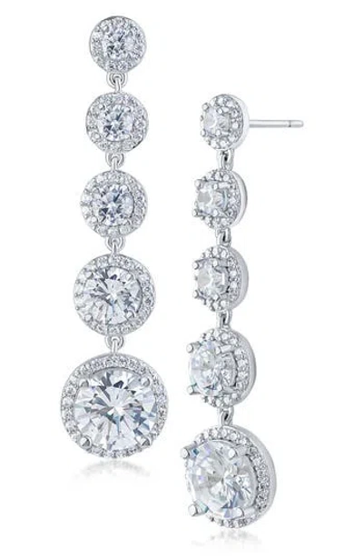 Cz By Kenneth Jay Lane Graduating Pavé Cubic Zirconia Drop Earrings In Metallic