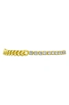 Cz By Kenneth Jay Lane Half Cz Tennis & Curb Chain Bracelet In Gold