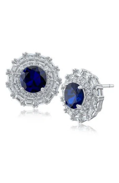 Cz By Kenneth Jay Lane Halo Stud Earrings In Metallic
